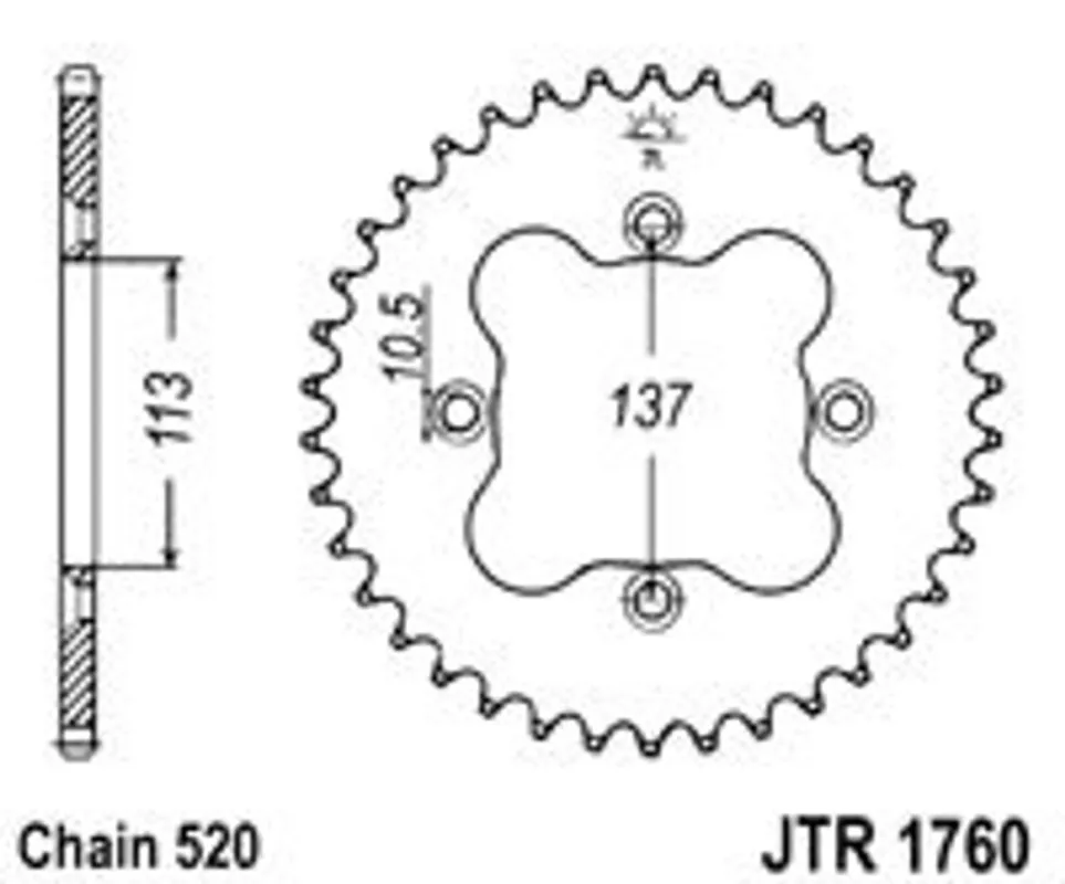 Řetězová rozeta JT JTR 1760-38 38 zubů, 520 Ověřený